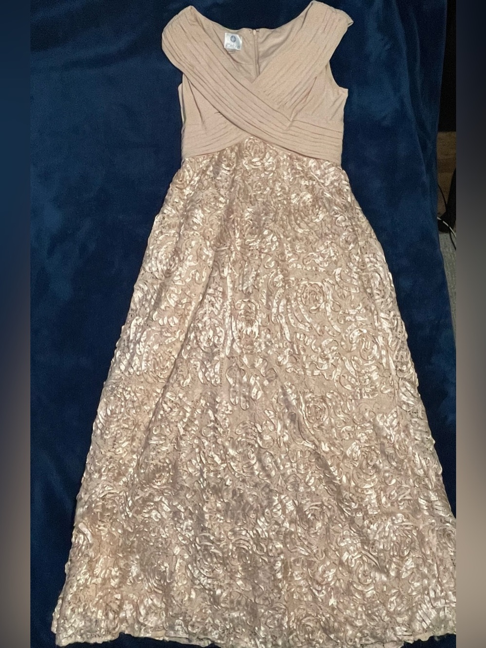 Rosy Tan Floral Lace Party Dress